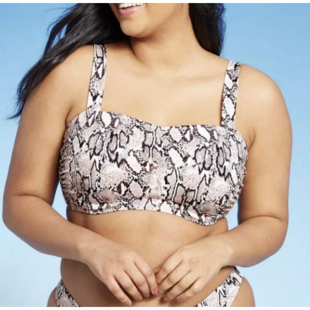 Shade & Shore Snakeskin Bikini Top size 38DD Padded Underwire Adjustable Straps